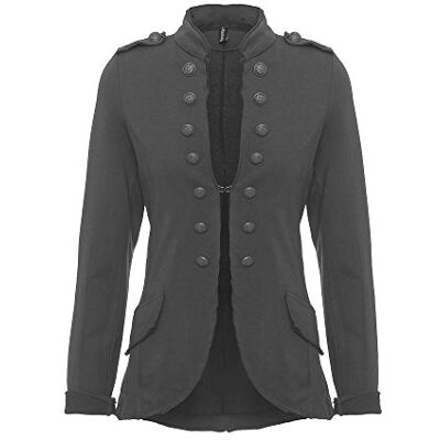 YSU blazer damesjas militaire knopen, maat S t/m 5XL Urban Streetwear, ook voor carnaval, donkergrijs, XL XL YSU blazer damesjas militaire knopen, maat S t/m 5XL Urban Streetwear, ook voor carnaval, donkergrijs, XL XL