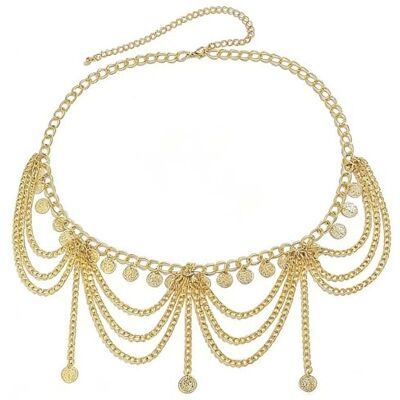Cubahop Meerlaagse gouden buikketting met liefdeskwastje, kleine bel, pailletten, kralen, taillesieraden, bikini-jurk, lichaamsketting voor dames Cubahop Meerlaagse gouden buikketting met liefdeskwastje, kleine bel, pailletten, kralen, taillesieraden, bikini-jurk, lichaamsketting voor dames