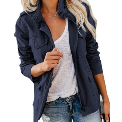 Imily Bela Damesjas, overgangsjas, opstaande kraag, boyfriend parka, lichte zomerjas, korte jas, Donker zwart, S S Imily Bela Damesjas, overgangsjas, opstaande kraag, boyfriend parka, lichte zomerjas, korte jas, Donker zwart, S S