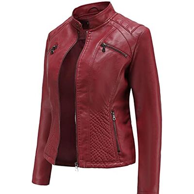 SHADIOA 2021 Leren jas voor vrouwen, ritssluiting, lente, herfst, PU-leer, bikerjack, slanke pasvorm, oversized SHADIOA 2021 Leren jas voor vrouwen, ritssluiting, lente, herfst, PU-leer, bikerjack, slanke pasvorm, oversized
