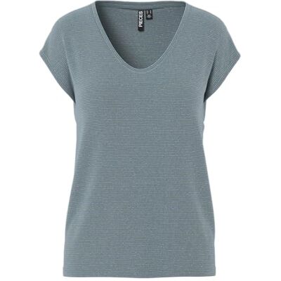 PIECES Pcbillo Tee_Lurex Stripes T-shirt voor dames, Trooper/Detail: Lurex Gold XL PIECES Pcbillo Tee_Lurex Stripes T-shirt voor dames, Trooper/Detail: Lurex Gold XL