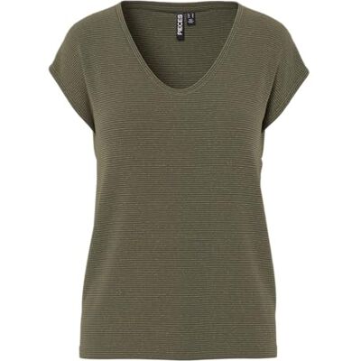PIECES Pcbillo Tee_Lurex Stripes T-shirt voor dames, Druivenblad / detail: gouden lurex M PIECES Pcbillo Tee_Lurex Stripes T-shirt voor dames, Druivenblad / detail: gouden lurex M