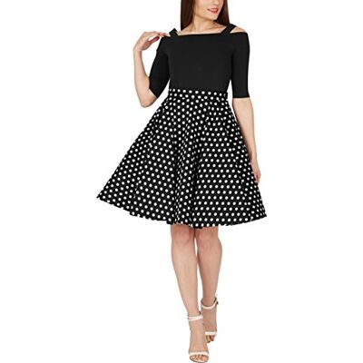 BlackButterfly Vintage gestippelde rok jaren '50, zwart. FR 52 (5XL) BlackButterfly Vintage gestippelde rok jaren '50, zwart. FR 52 (5XL)