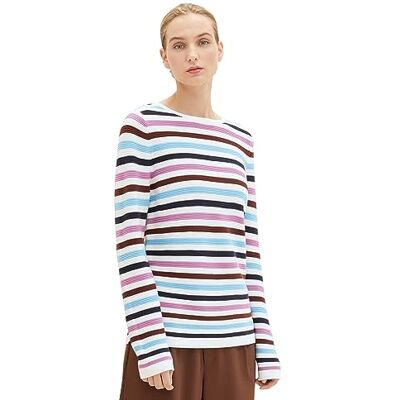 TOM TAILOR 1016350 Basic gebreide damestrui (1 stuk), 33979 Mauvy Ottoman Stripe S TOM TAILOR 1016350 Basic gebreide damestrui (1 stuk), 33979 Mauvy Ottoman Stripe S