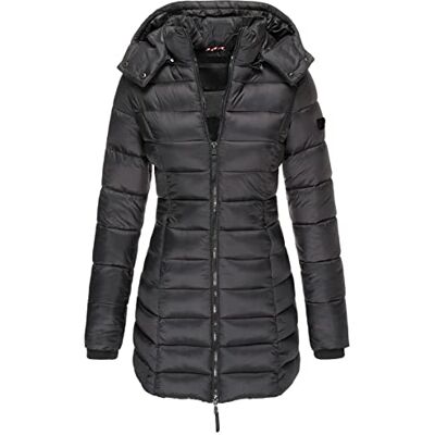 Earnmore Gewatteerde winterjas voor dames, warm donsjack, katoen, getailleerd model, halflang, zwart. M Earnmore Gewatteerde winterjas voor dames, warm donsjack, katoen, getailleerd model, halflang, zwart. M
