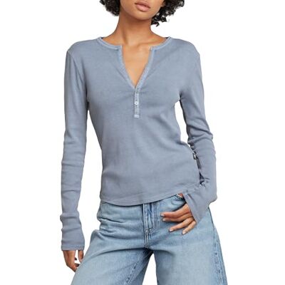 G-STAR RAW G-STAR Deep V Slim Ls Wmn T-shirt voor dames, Paars (Amann Gd D26140-d968-h324), S S G-STAR RAW G-STAR Deep V Slim Ls Wmn T-shirt voor dames, Paars (Amann Gd D26140-d968-h324), S S