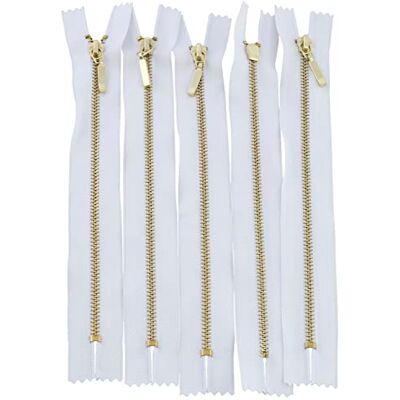 AERZETIX C61467 5 stuks niet-scheidbare ritssluitingen 18 cm van metaal met decoratieve hanger kleur: wit schuifregelaar voor jeans, vesten, lederwaren, jurken, kleding, broeken, klederij AERZETIX C61467 5 stuks niet-scheidbare ritssluitingen 18 cm van metaal met decoratieve hanger kleur: wit schuifregelaar voor jeans, vesten, lederwaren, jurken, kleding, broeken, klederij