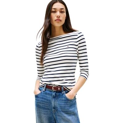Tommy Hilfiger Dames T-shirt met lange mouwen met boothals, wit (Breton/Ecu/Dark Night Navy), XS XS Tommy Hilfiger Dames T-shirt met lange mouwen met boothals, wit (Breton/Ecu/Dark Night Navy), XS XS