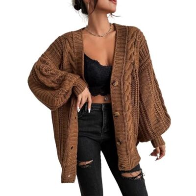 LIUYUYOUGO Grove vesten voor vrouwen plus size lang vest met gedraaid patroon voorkant open ballonmouwen voor vrouwen v-hals trui jas herfst winter warm vest trui kleding LIUYUYOUGO Grove vesten voor vrouwen plus size lang vest met gedraaid patroon voorkant open ballonmouwen voor vrouwen v-hals trui jas herfst winter warm vest trui kleding