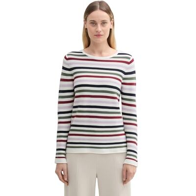 TOM TAILOR 1016350 Basic gebreide damestrui (1 stuk), 36570 rood en groen gebreid gestreept design S TOM TAILOR 1016350 Basic gebreide damestrui (1 stuk), 36570 rood en groen gebreid gestreept design S