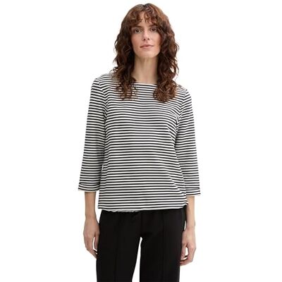 TOM TAILOR 1045536 T-shirt voor dames, 37370 gebroken wit marineblauw normale strepen, L L TOM TAILOR 1045536 T-shirt voor dames, 37370 gebroken wit marineblauw normale strepen, L L