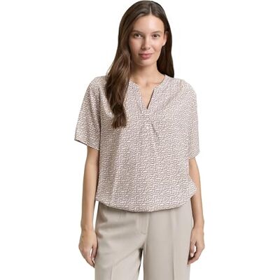 TOM TAILOR 1049796 Damesblouse, 39729 Soft Taupe Geometric Minimal 46 TOM TAILOR 1049796 Damesblouse, 39729 Soft Taupe Geometric Minimal 46