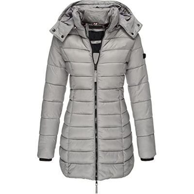 Earnmore Gewatteerde winterjas voor dames, warm donsjack van katoen, slim fit, gemiddelde lengte, grijs. XXL Earnmore Gewatteerde winterjas voor dames, warm donsjack van katoen, slim fit, gemiddelde lengte, grijs. XXL
