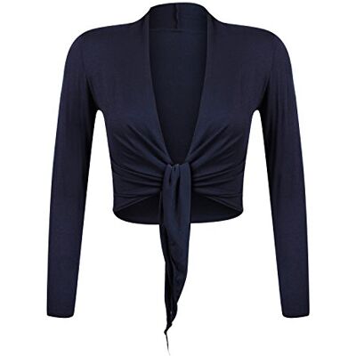 Gloop Bolero, mooie, elegante damesjas, lange mouwen, bolero-strik, Donkerblauw XL Gloop Bolero, mooie, elegante damesjas, lange mouwen, bolero-strik, Donkerblauw XL