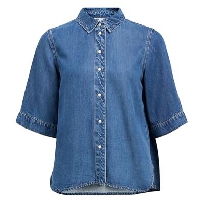 Object Objframe 2/4 Re Denim Top Noos Objframe 2/4 Re Denim Top Noos Dames (1 stuk), Medium denim blauw XS Object Objframe 2/4 Re Denim Top Noos Objframe 2/4 Re Denim Top Noos Dames (1 stuk), Medium denim blauw XS