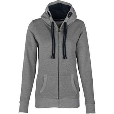HRM Damesjack met capuchon, hoogwaardige capuchon jas met contrast, binnenvoering, basic capuchon trui met ritssluiting, hoogwaardige en duurzame dames tops, grijs gemêleerd, 5XL, Grijs 5XL HRM Damesjack met capuchon, hoogwaardige capuchon jas met contrast, binnenvoering, basic capuchon trui met ritssluiting, hoogwaardige en duurzame dames tops, grijs gemêleerd, 5XL, Grijs 5XL