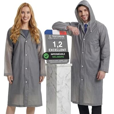 welsberg 2 x herbruikbare waterdichte poncho met capuchon en mouwen, waterdichte jassen, voor uniseks volwassenen, zilver. Eén maat welsberg 2 x herbruikbare waterdichte poncho met capuchon en mouwen, waterdichte jassen, voor uniseks volwassenen, zilver. Eén maat