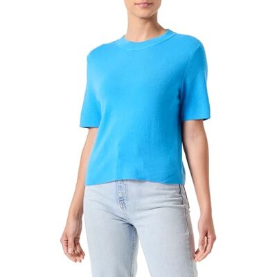 Vero Moda Vmgold Ss trui met ronde hals, gebreid dames-T-shirt, Hemelsblauw, S S Vero Moda Vmgold Ss trui met ronde hals, gebreid dames-T-shirt, Hemelsblauw, S S