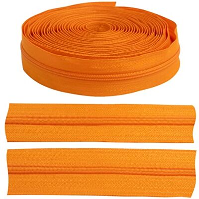 AERZETIX C62559-5m ritssluiting / spiraal nr. 3 zonder schuif Kleur: oranje Nylon Beschermhoes voor kledingkussens, rok, jurk, lederwaren, denim decoratie AERZETIX C62559-5m ritssluiting / spiraal nr. 3 zonder schuif Kleur: oranje Nylon Beschermhoes voor kledingkussens, rok, jurk, lederwaren, denim decoratie