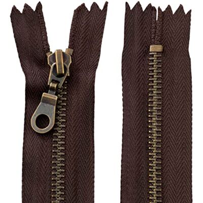 AERZETIX C61377 – ritssluiting niet deelbaar 16 cm van metaal met decoratieve lus – ritssluiting – donkerbruin – schuifregelaar voor lederwaren, naaien, rokken, jurken, kleding, broeken AERZETIX C61377 – ritssluiting niet deelbaar 16 cm van metaal met decoratieve lus – ritssluiting – donkerbruin – schuifregelaar voor lederwaren, naaien, rokken, jurken, kleding, broeken