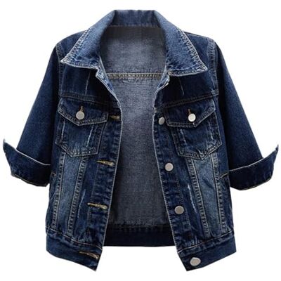TERAZUNO Spijkerjas voor dames Korte Spijkerjas Korte Mouwen Omslagkraag Oversized Zomer Denim Jas voor Dames met Zakken Klassieke Bovenkleding Harajuku uit de jaren 90, blauw2, M M TERAZUNO Spijkerjas voor dames Korte Spijkerjas Korte Mouwen Omslagkraag Oversized Zomer Denim Jas voor Dames met Zakken Klassieke Bovenkleding Harajuku uit de jaren 90, blauw2, M M