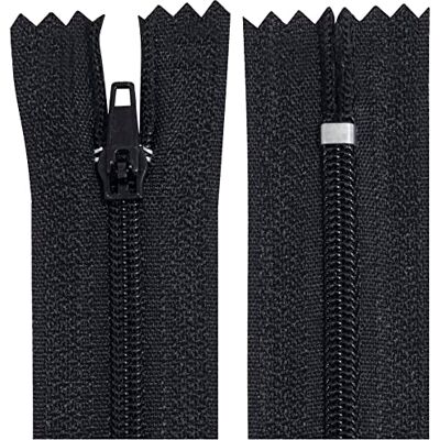 AERZETIX C62994 – set van 10 ritssluitingen met spiraal nr. 3 niet deelbaar 12 cm van nylon – zelfblokkerende metalen schuiver – kleur zwart – kleding naaien broek AERZETIX C62994 – set van 10 ritssluitingen met spiraal nr. 3 niet deelbaar 12 cm van nylon – zelfblokkerende metalen schuiver – kleur zwart – kleding naaien broek