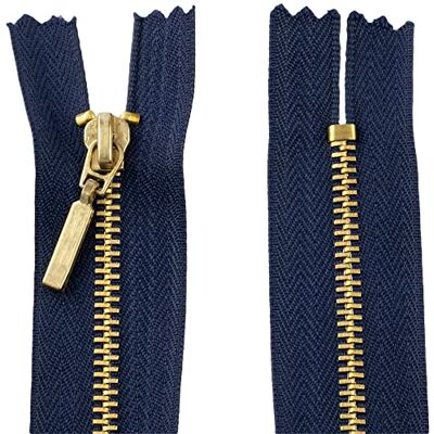 AERZETIX C61459 Niet-scheidbare 14 cm metalen ritssluiting met decoratieve hanger Kleur: donkerblauw Rits voor jeans, vesten, kleding, broeken, fournituren AERZETIX C61459 Niet-scheidbare 14 cm metalen ritssluiting met decoratieve hanger Kleur: donkerblauw Rits voor jeans, vesten, kleding, broeken, fournituren