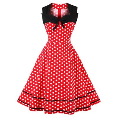 AXOE Avondjurk voor dames, jaren '60, vintage, stippen, rockabilly,, Rood L AXOE Avondjurk voor dames, jaren '60, vintage, stippen, rockabilly,, Rood L