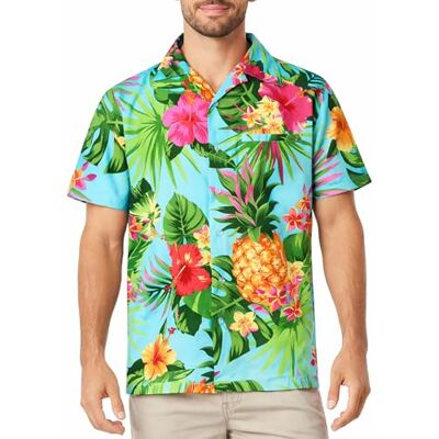 King Kameha Pineapple_summer_vibes Herenhemd, Turkoois L King Kameha Pineapple_summer_vibes Herenhemd, Turkoois L