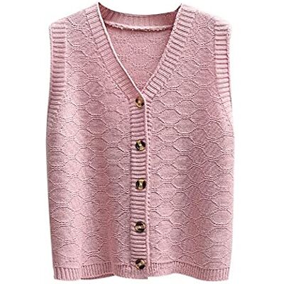 LCDIUDIU Mouwloze damestrui, V-hals, retrostijl, roze, uniform, kort vest, ruit, geometrisch, jacquard, mouwloos, preppy stijl, uniform, tanktop LCDIUDIU Mouwloze damestrui, V-hals, retrostijl, roze, uniform, kort vest, ruit, geometrisch, jacquard, mouwloos, preppy stijl, uniform, tanktop