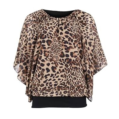 More Malito 6296 Damesblouse in vleermuislook, tuniek met korte mouwen en comfortabele pasvorm, elegante oversized blouse met wijde taille, effen luipaardprint T-shirt, 6296 36-44 More Malito 6296 Damesblouse in vleermuislook, tuniek met korte mouwen en comfortabele pasvorm, elegante oversized blouse met wijde taille, effen luipaardprint T-shirt, 6296 36-44