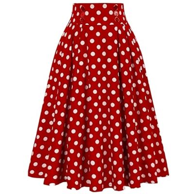 GSCLZ Dames A-lijn rok hoge taille brede swing pleated vintage casual lange rok GSCLZ Dames A-lijn rok hoge taille brede swing pleated vintage casual lange rok