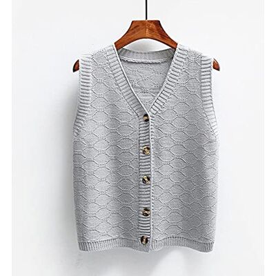 VBHJK Gebreid vest voor dames, mouwloos, V-hals, pure kleur, dun vest, geometrisch, casual jacquard, tanktop, vintage, mouwloze trui, uniform, preppy stijl VBHJK Gebreid vest voor dames, mouwloos, V-hals, pure kleur, dun vest, geometrisch, casual jacquard, tanktop, vintage, mouwloze trui, uniform, preppy stijl