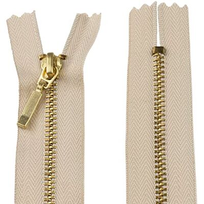 AERZETIX C61457 Niet deelbare ritssluiting 14 cm van metaal met decoratieve hanger Kleur: beige schuifregelaar voor jeans, vesten, kleding, broeken, kurkwerk AERZETIX C61457 Niet deelbare ritssluiting 14 cm van metaal met decoratieve hanger Kleur: beige schuifregelaar voor jeans, vesten, kleding, broeken, kurkwerk