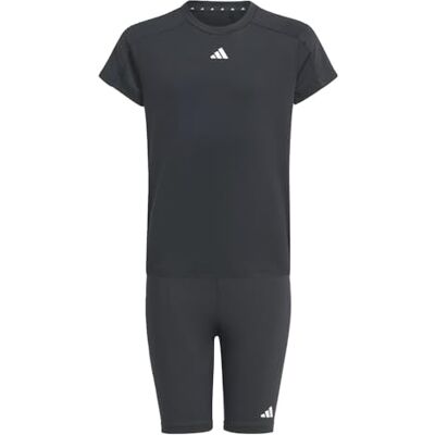 Adidas Train Essentials T-shirt en shorts voor meisjes, zwart/wit, 13-14 jaar Adidas Train Essentials T-shirt en shorts voor meisjes, zwart/wit, 13-14 jaar