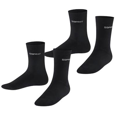 Esprit Unisex Kids Voetbal Logo 2 Pack Duurzame Ademende Sokken Biologisch Katoen Versterkte Zachte Platte Teennaad Effen Tenen voor Dagelijks en School Multipack Set van 2 paar, Zwart (Zwart 3000) 27-30 Esprit Unisex Kids Voetbal Logo 2 Pack Duurzame Ademende Sokken Biologisch Katoen Versterkte Zachte Platte Teennaad Effen Tenen voor Dagelijks en School Multipack Set van 2 paar, Zwart (Zwart 3000) 27-30
