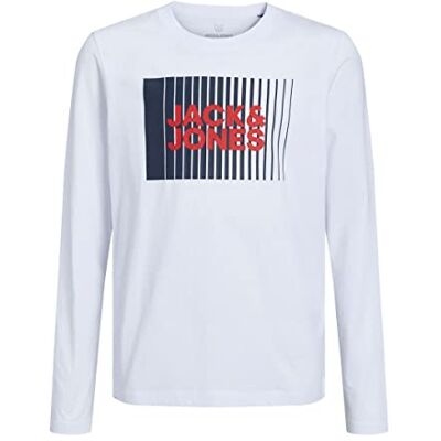 Jack & Jones Jjecorp Logo Tee Play Ls O-hals Noos Jnr gebreide jongens, Wit, 128 128 Jack & Jones Jjecorp Logo Tee Play Ls O-hals Noos Jnr gebreide jongens, Wit, 128 128