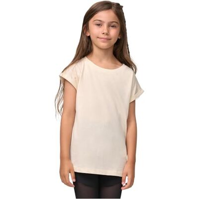 Urban Classics Organische off-shoulder thee voor meisjes T-shirt meisje, Wit zand 158 Urban Classics Organische off-shoulder thee voor meisjes T-shirt meisje, Wit zand 158