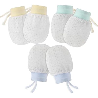 Hifot Set van 3 paar wanten voor pasgeborenen, krasbestendig, zacht, verstelbaar, katoen, voor babyverzorging Hifot Set van 3 paar wanten voor pasgeborenen, krasbestendig, zacht, verstelbaar, katoen, voor babyverzorging