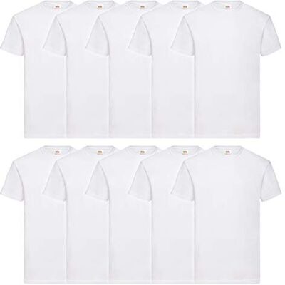 Fruit of the Loom Kids pakket met 10 T-shirt voor jongens (10 stuks), Wit (Wit 30) 12-13 jaar Fruit of the Loom Kids pakket met 10 T-shirt voor jongens (10 stuks), Wit (Wit 30) 12-13 jaar