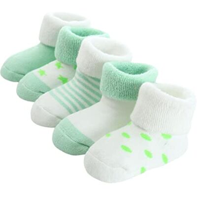 FedMois 5 paar thermische katoenen sokken voor de winter, voor pasgeborenen, Groen 12-24 mois FedMois 5 paar thermische katoenen sokken voor de winter, voor pasgeborenen, Groen 12-24 mois