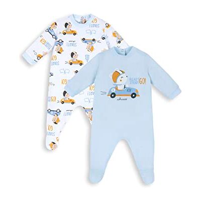 Chicco Katoenen jumpsuit met voet, uniseks baby playsuit, azuur, 0 maanden (verpakking van 2) 0 mois Chicco Katoenen jumpsuit met voet, uniseks baby playsuit, azuur, 0 maanden (verpakking van 2) 0 mois