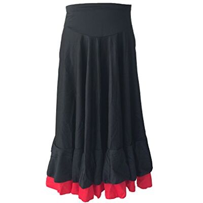 La Senorita La Señorita Flamenco rok voor kinderen, zwart, rood, 2 ruches La Senorita La Señorita Flamenco rok voor kinderen, zwart, rood, 2 ruches