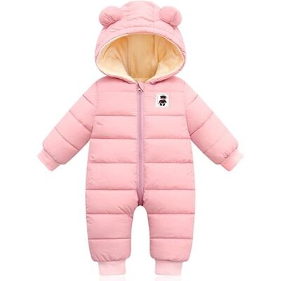 Minizone Baby Hooded Winter Romper, Jongens Meisjes Donsjack Warm Snowsuit Jas Kids Warmer Bodysuits Outfits Lange mouw Jumpsuit 0-12 maanden, Roze Minizone Baby Hooded Winter Romper, Jongens Meisjes Donsjack Warm Snowsuit Jas Kids Warmer Bodysuits Outfits Lange mouw Jumpsuit 0-12 maanden, Roze