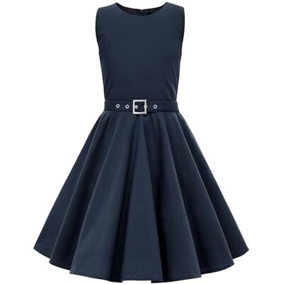 BlackButterfly Kinderjurk jaren '50 vintage 'Audrey', Nachtblauw., 9-10 jaar 9-10 jaar BlackButterfly Kinderjurk jaren '50 vintage 'Audrey', Nachtblauw., 9-10 jaar 9-10 jaar