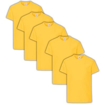 Fruit of the Loom 61-019-0 Set van 5 T-shirts voor jongens, Geel. 9-11 jaar Fruit of the Loom 61-019-0 Set van 5 T-shirts voor jongens, Geel. 9-11 jaar