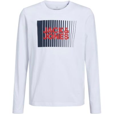 Jack & Jones Jjecorp Logo Tee Play Ls O-hals Noos Jnr Tricot Jongen (1 stuk), Wit. 152 Jack & Jones Jjecorp Logo Tee Play Ls O-hals Noos Jnr Tricot Jongen (1 stuk), Wit. 152