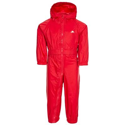 Trespass Regenpak voor kinderen, waterdicht, met capuchon, rood, 2-3 jaar Trespass Regenpak voor kinderen, waterdicht, met capuchon, rood, 2-3 jaar