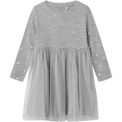 NAME IT Nmfnadja Ls Dress Noos meisjesjurk (1 stuk), grijs. 110 NAME IT Nmfnadja Ls Dress Noos meisjesjurk (1 stuk), grijs. 110