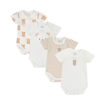 Chicco Katoenen bodysuit met korte mouwen, uniseks bodysuit 0-24 (4 stuks), beige, 18 maanden 18 mois Chicco Katoenen bodysuit met korte mouwen, uniseks bodysuit 0-24 (4 stuks), beige, 18 maanden 18 mois